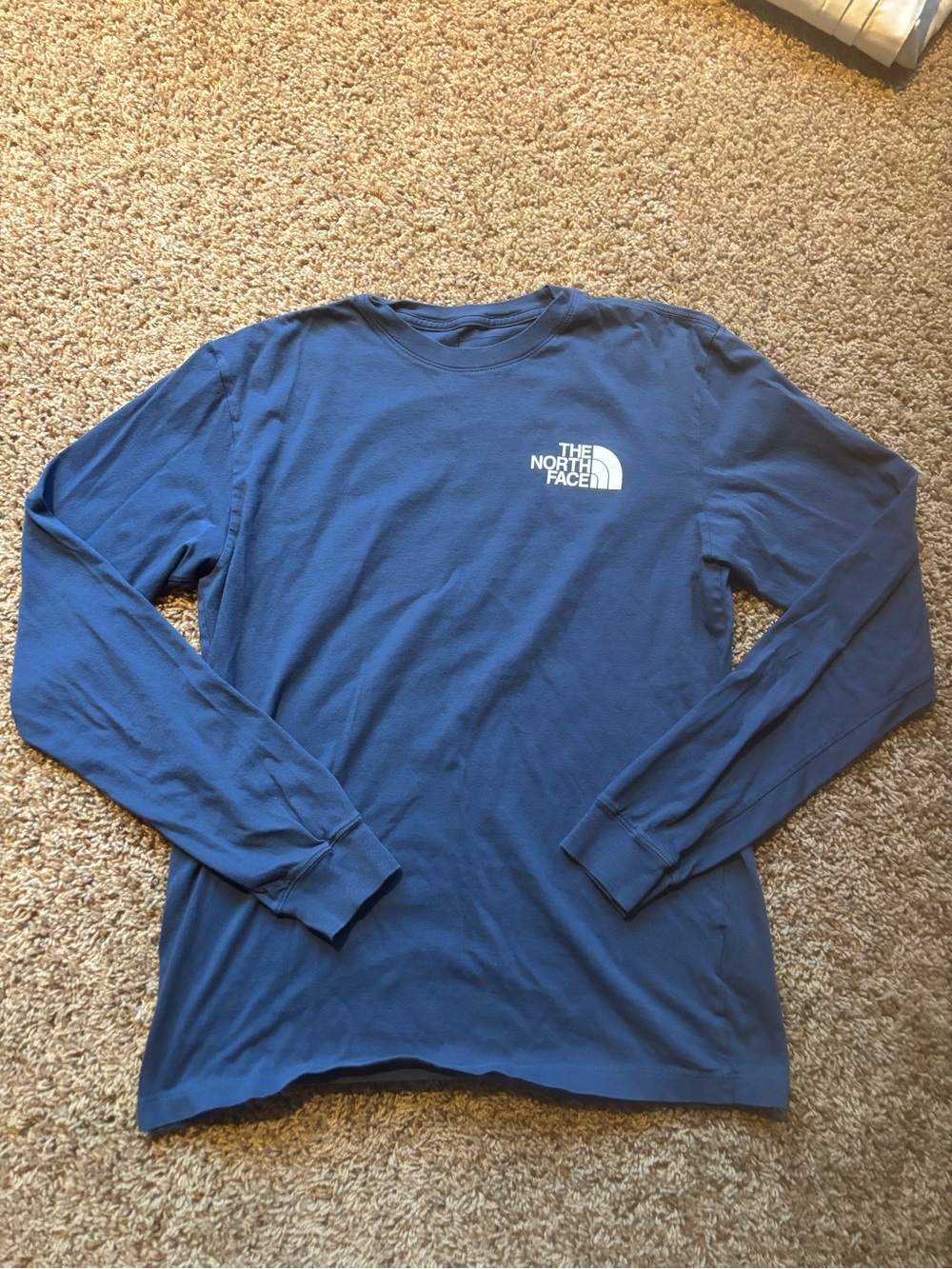 The North Face Men's Long Sleeve Crew Tee in Blue with White Logo